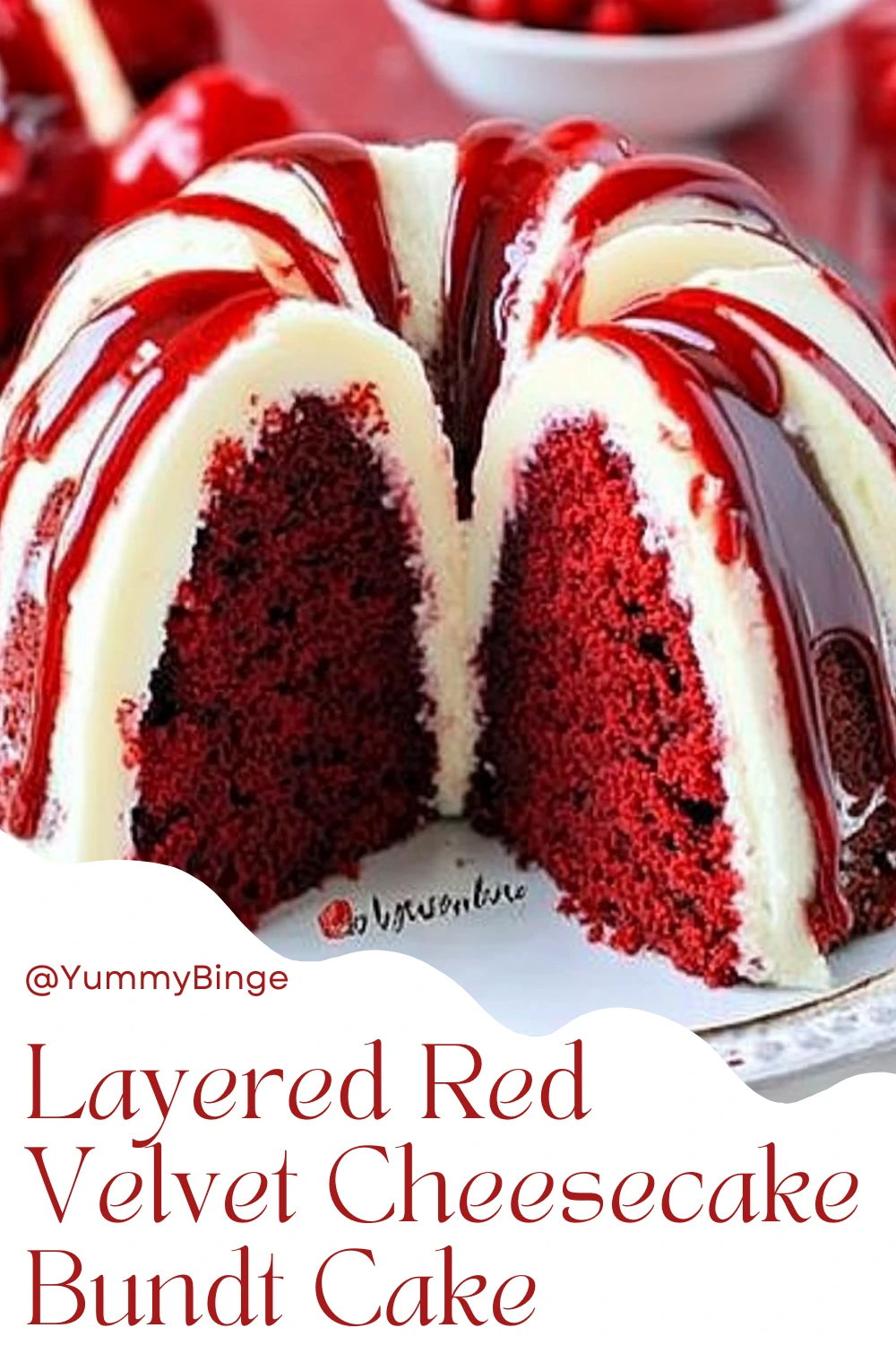 Layered Red Velvet Cheesecake Bundt Cake Pinterest pin