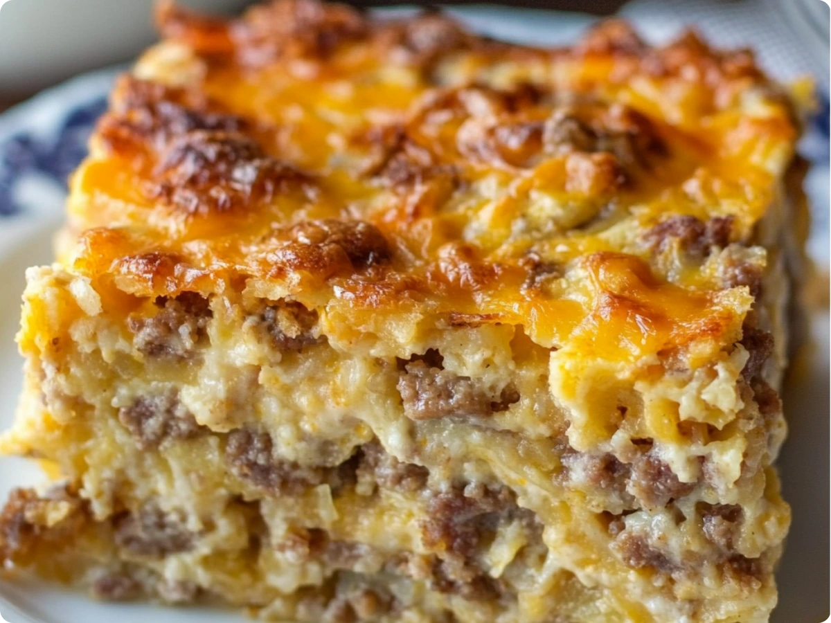 Sausage & Cream Cheese Hash Brown Breakfast Casserole