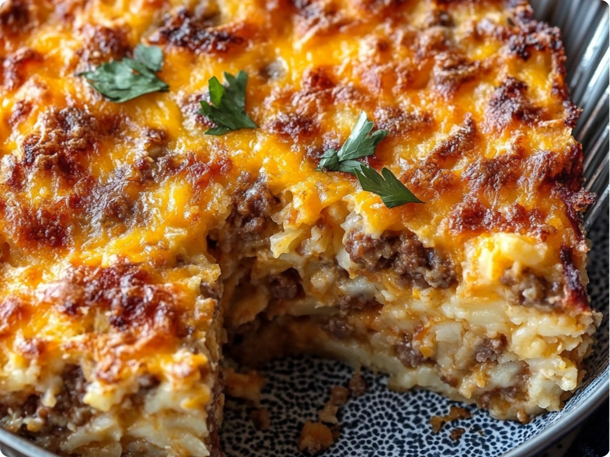 Sausage & Cream Cheese Hash Brown Breakfast Casserole