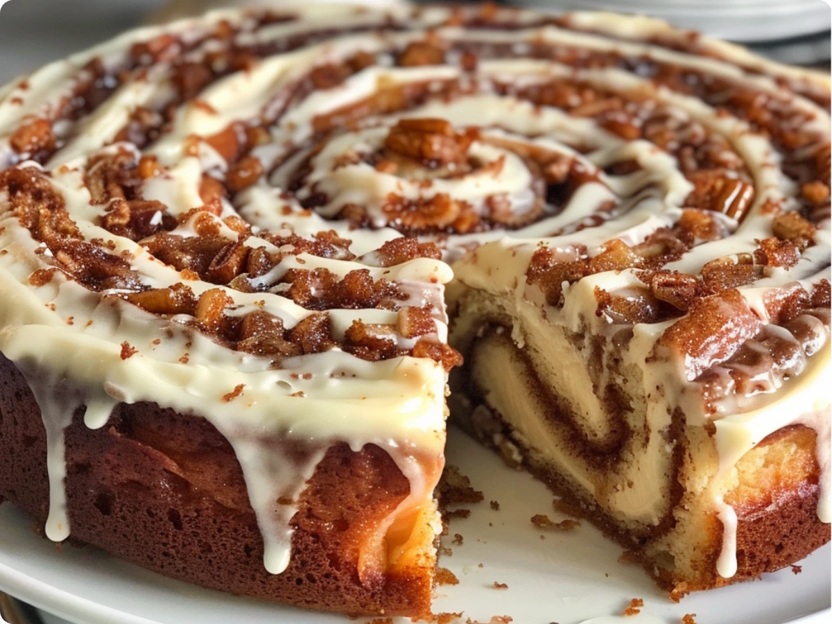 Soft and Gooey Cinnamon Roll Cake with Cream Cheese Icing